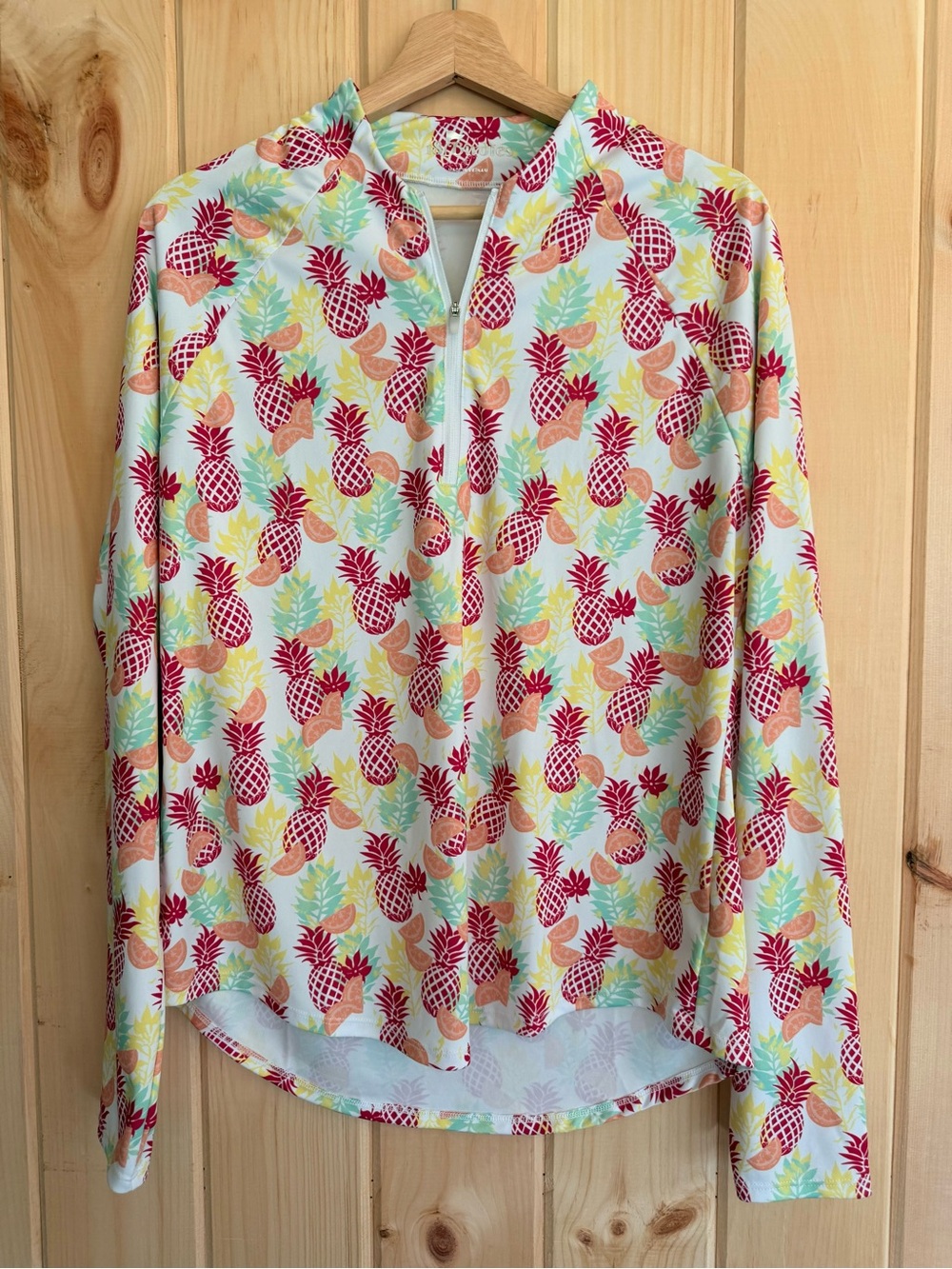 🌟 18 Birdies Tropical Pineapple Lightweight Active 1/4 Zip Jacket 🌟